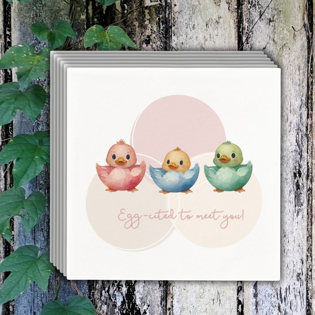 Cute Kawaii Egg Birds Pastel Coloured Baby Shower Napkin (Creator Uploaded)