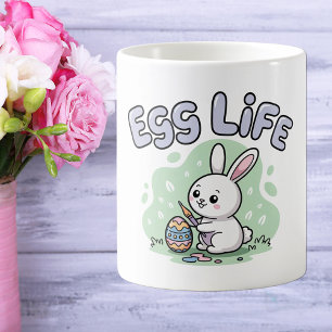 Cute Kawaii Egg Life Easter Bunny Illustration Coffee Mug