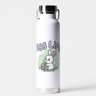 Cute Kawaii Egg Life Easter Bunny Illustration Water Bottle
