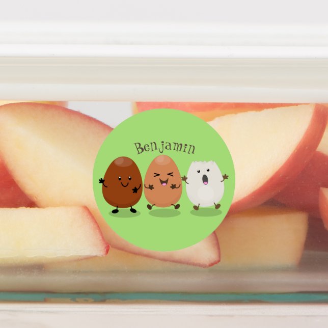 Cute kawaii eggs funny cartoon illustration (Affixed)