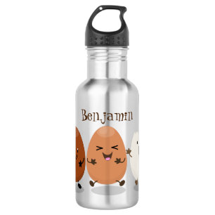 Cute kawaii eggs funny cartoon illustration 532 ml water bottle