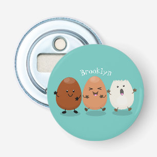 Cute kawaii eggs funny cartoon illustration  bottle opener