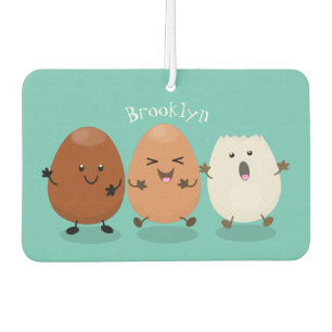 Cute kawaii eggs funny cartoon illustration car air freshener