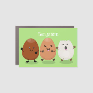 Cute kawaii eggs funny cartoon illustration car magnet