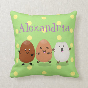 Cute kawaii eggs funny cartoon illustration cushion