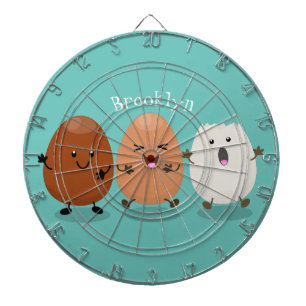 Cute kawaii eggs funny cartoon illustration dartboard