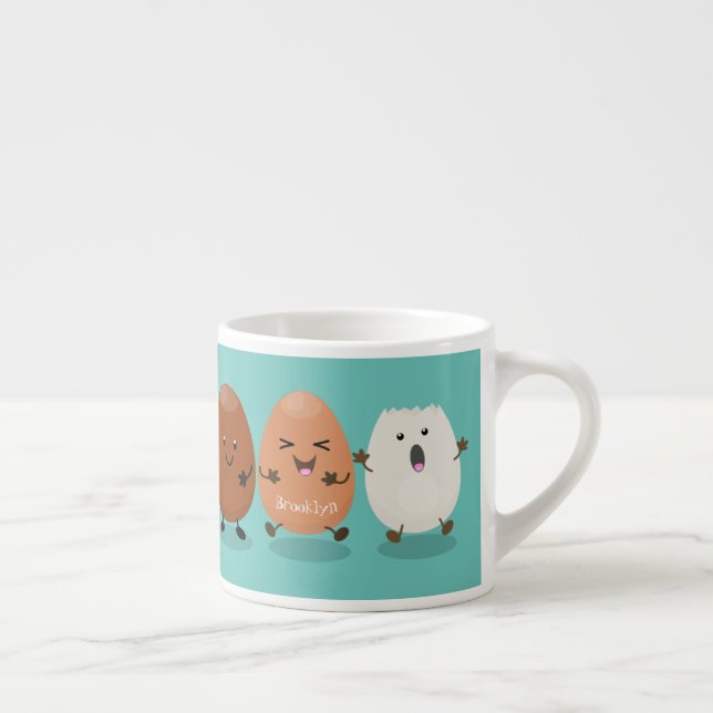Cute kawaii eggs funny cartoon illustration espresso cup (Right)