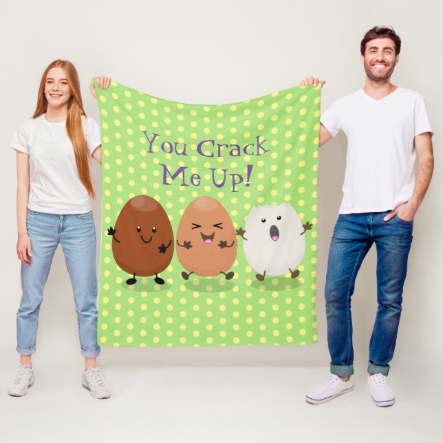 Cute kawaii eggs funny cartoon illustration fleece blanket (In Situ)