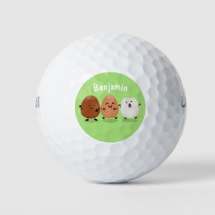 Cute kawaii eggs funny cartoon illustration golf balls