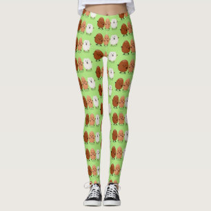 Cute kawaii eggs funny cartoon illustration leggings