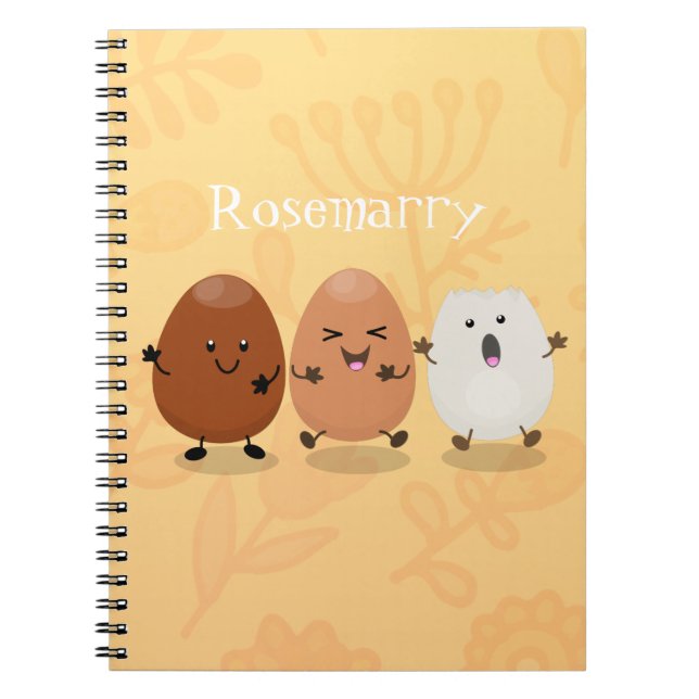 Cute kawaii eggs funny cartoon illustration notebook (Front)