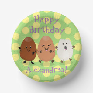 Cute kawaii eggs funny cartoon illustration paper plate