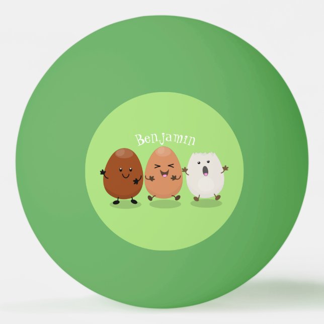 Cute kawaii eggs funny cartoon illustration ping pong ball (Front)