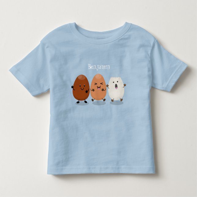 Cute kawaii eggs funny cartoon illustration toddler T-Shirt (Front)