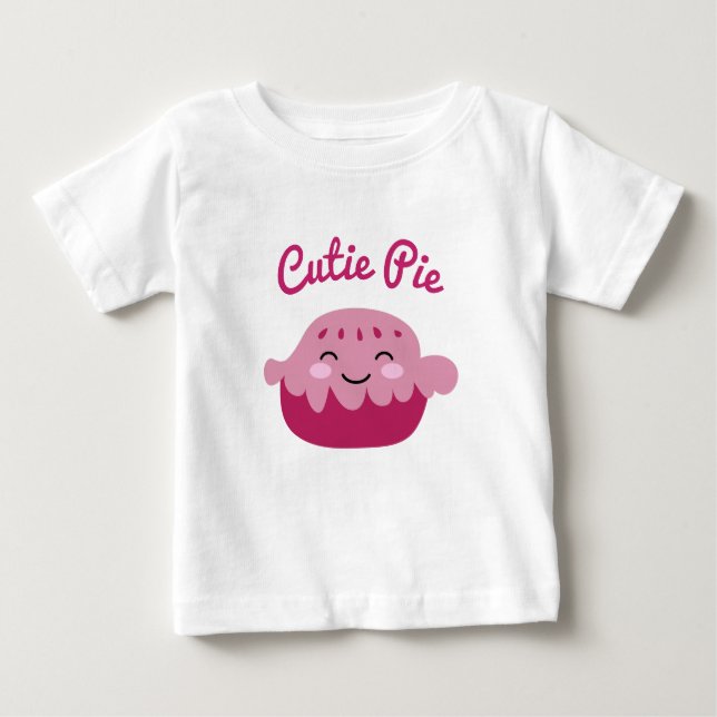 Cute Kawaii face Apple Pie drawing girl's Baby T-Shirt (Front)