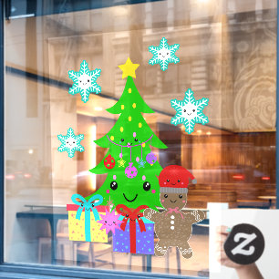Cute Kawaii Face Christmas Tree Scene 52x72 & Down
