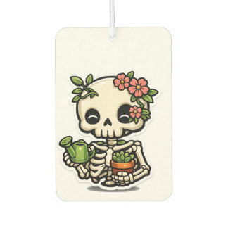 Cute Kawaii Floral Skeleton Gardener Sticker Car Air Freshener