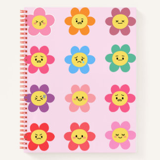 Cute Kawaii Flower Emotions Chart Notebook