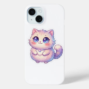 Cute Kawaii Fluffy Kitten Cat Star Pastel Chibi St iPhone 15 Case