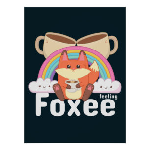 Cute Kawaii Fox Coffee Poster