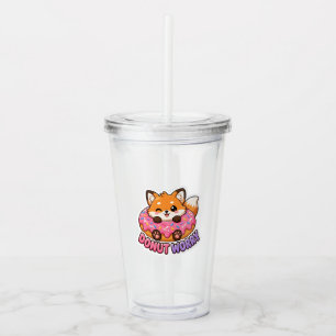 Cute Kawaii Fox Doughnut Worry Funny Food Pun Acrylic Tumbler