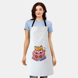 Cute Kawaii Fox Doughnut Worry Funny Food Pun Apron