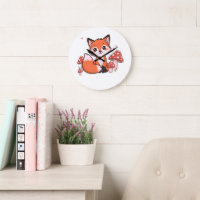 Cute Kawaii Fox with Mushrooms Cartoon Art