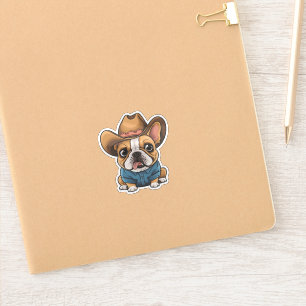 Cute Kawaii French Bulldog Cowboy Hat Dog Art