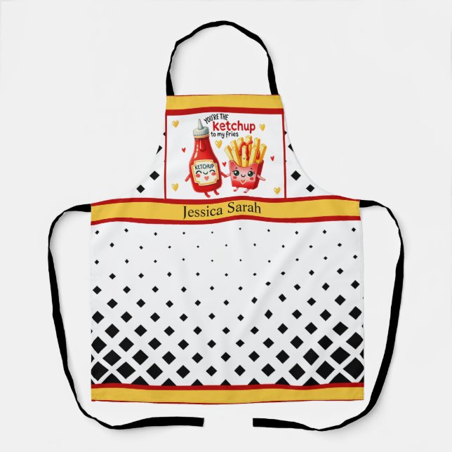 Cute Kawaii French Fries and Ketchup Apron (Front)