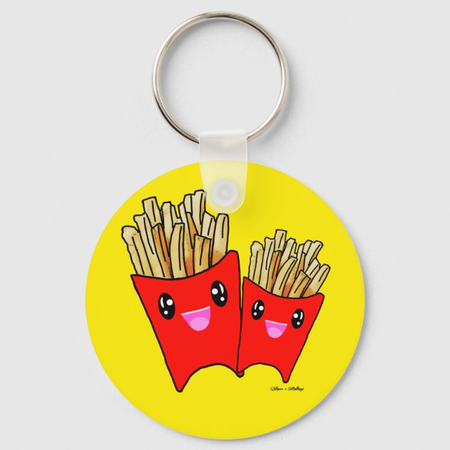 cute kawaii French fries foodie Key Ring (Front)