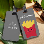 Cute Kawaii French Fries with Custom Name Luggage Tag<br><div class="desc">A modern drawing of a french fry box with bright colours.</div>