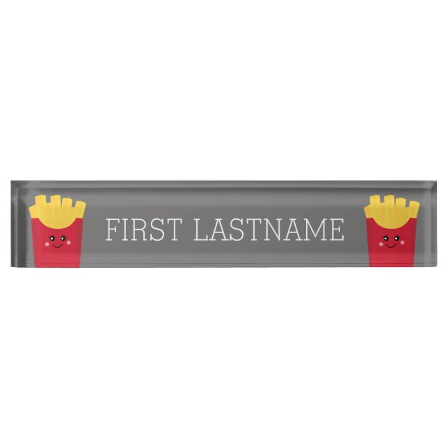Cute Kawaii French Fries with Custom Name Nameplate (Front)