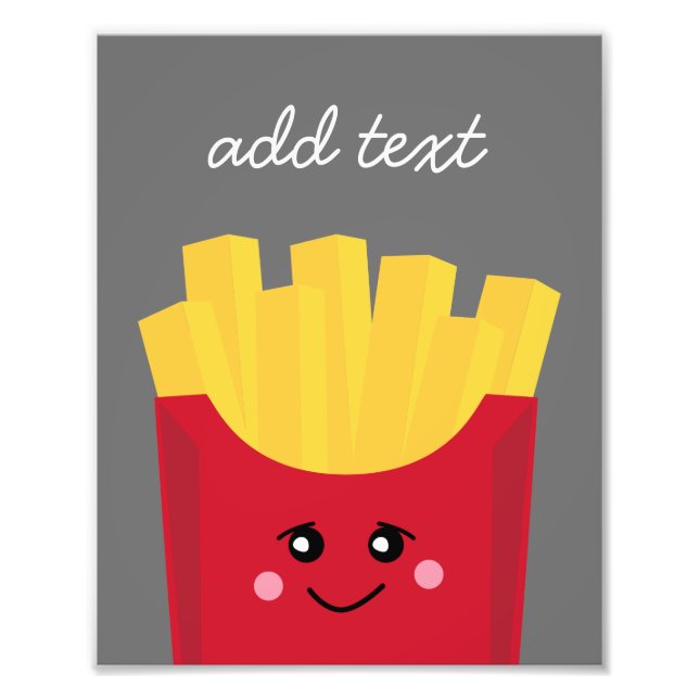 Cute Kawaii French Fries with Custom Name Photo Print (Front)