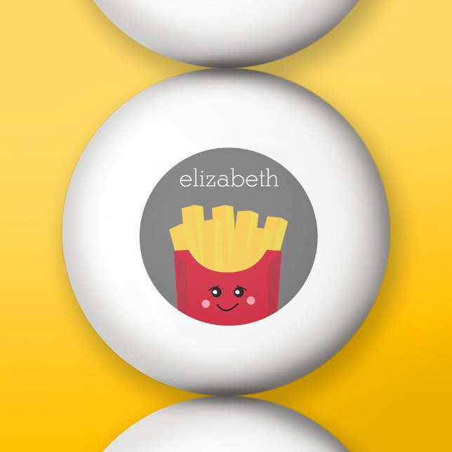 Cute Kawaii French Fries with Custom Name Ping Pong Ball (Custom Ping Pong Balls)