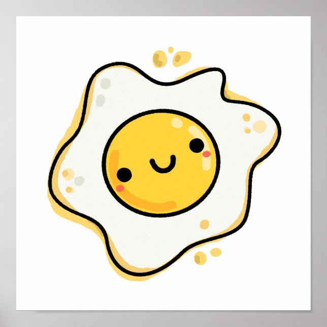 Cute Kawaii Fried Egg Poster (Front)