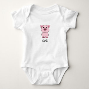 Cute Kawaii Friendly Pig Oink! Baby Bodysuit