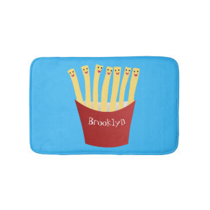 Cute kawaii fries fast food cartoon illustration bath mat