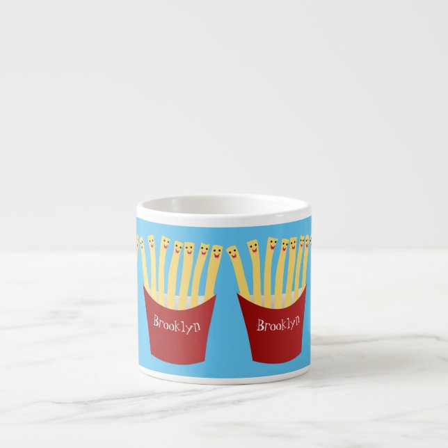 Cute kawaii fries fast food cartoon illustration espresso cup (Front)