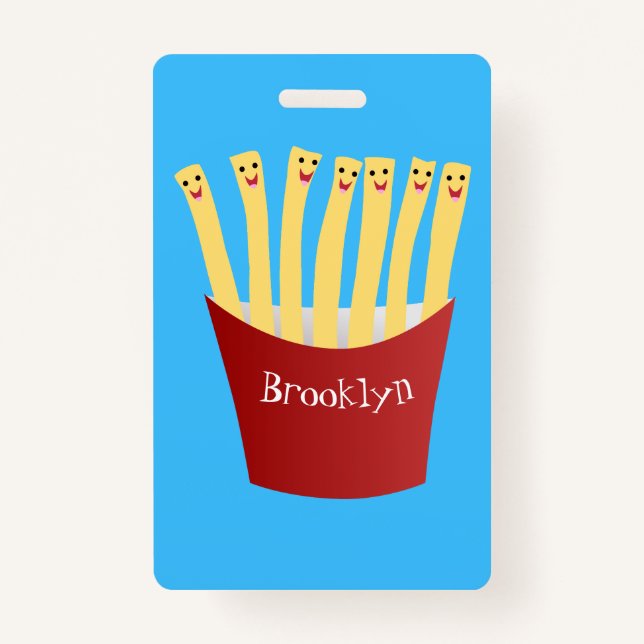 Cute kawaii fries fast food cartoon illustration ID badge (Front)