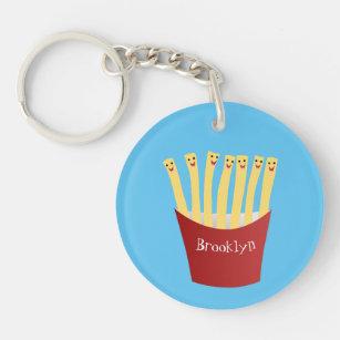 Cute kawaii fries fast food cartoon illustration key ring