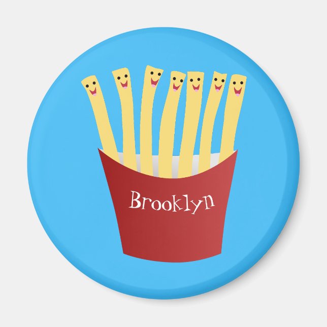 Cute kawaii fries fast food cartoon illustration magnet (Front)