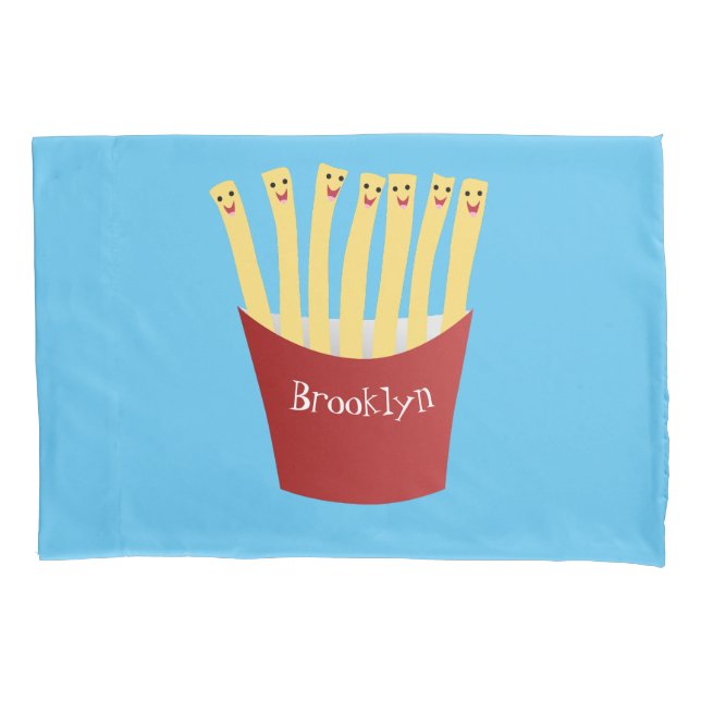 Cute kawaii fries fast food cartoon illustration pillowcase (Front)