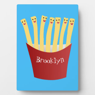 Cute kawaii fries fast food cartoon illustration plaque