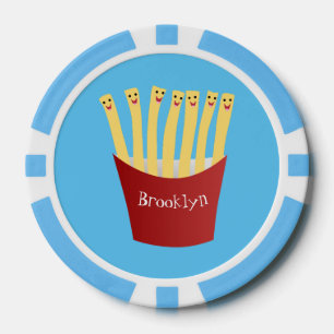 Cute kawaii fries fast food cartoon illustration poker chips