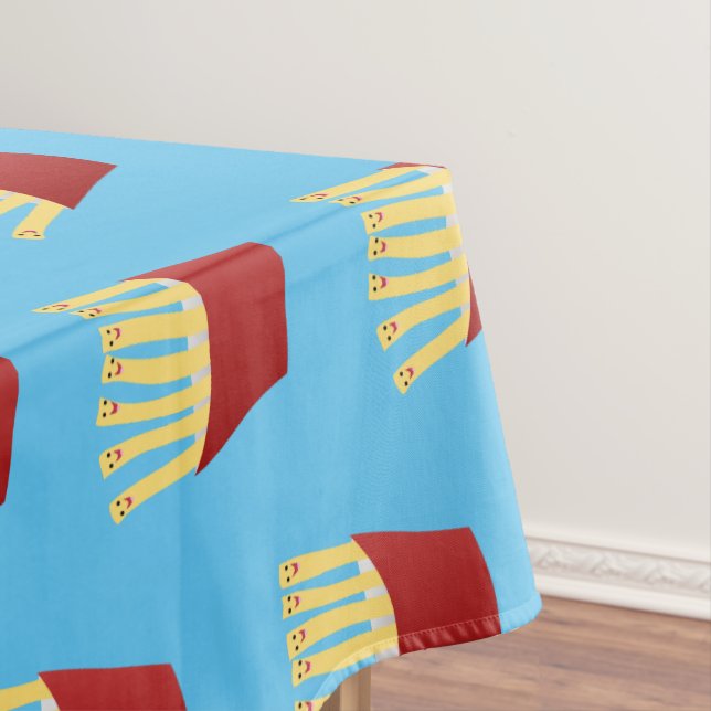 Cute kawaii fries fast food cartoon illustration tablecloth (In Situ)