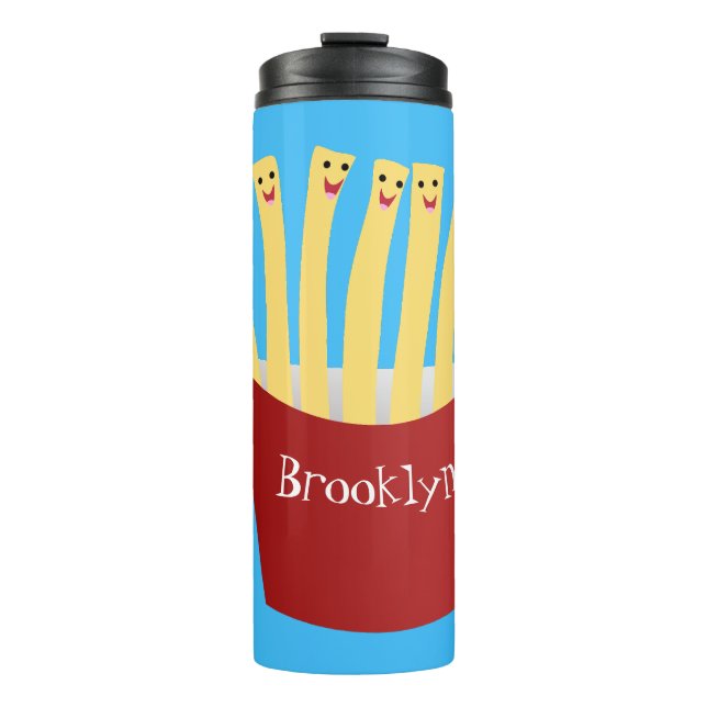 Cute kawaii fries fast food cartoon illustration thermal tumbler (Front)