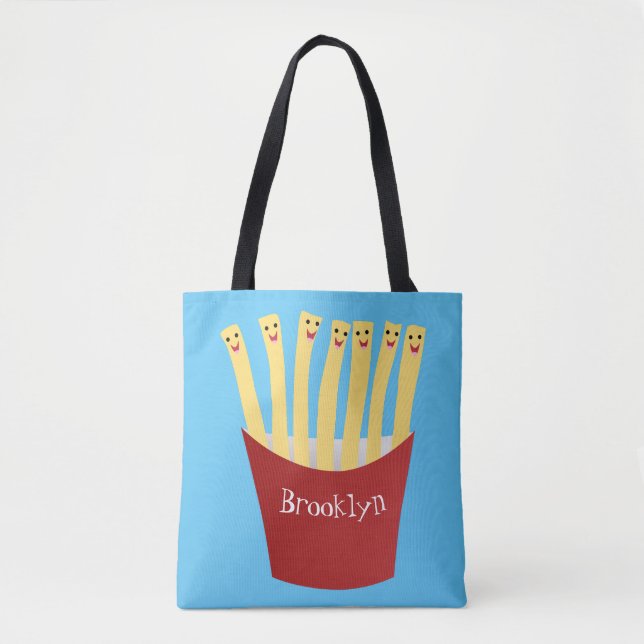 Cute kawaii fries fast food cartoon illustration tote bag (Front)