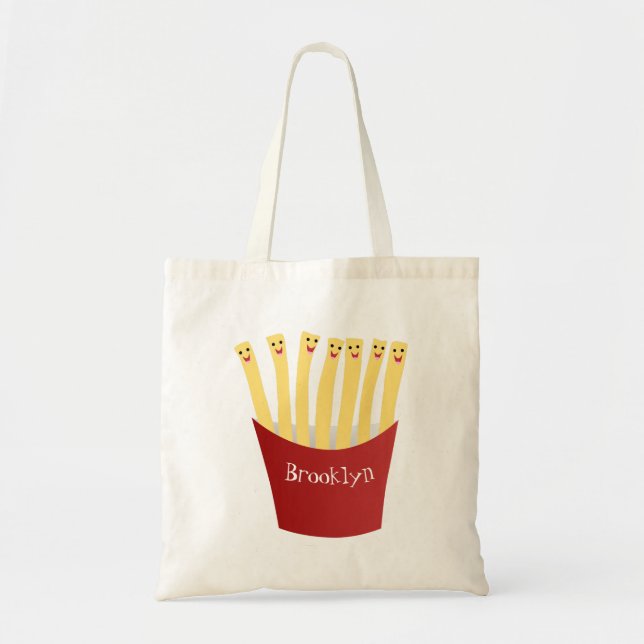 Cute kawaii fries fast food cartoon illustration tote bag (Front)