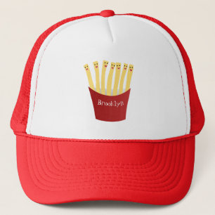 Cute kawaii fries fast food cartoon illustration trucker hat