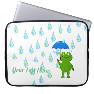 Cute Kawaii Frog and Rain Laptop Sleeve